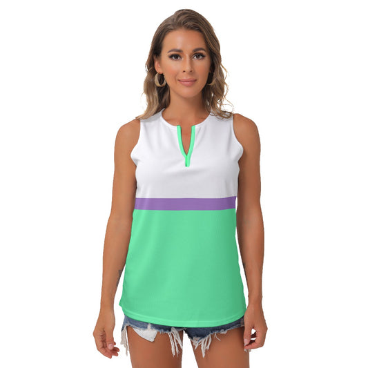 Dizzy Pickle Emily Aqua/Purple Women's Pickleball Sleeveless V-Neck Top