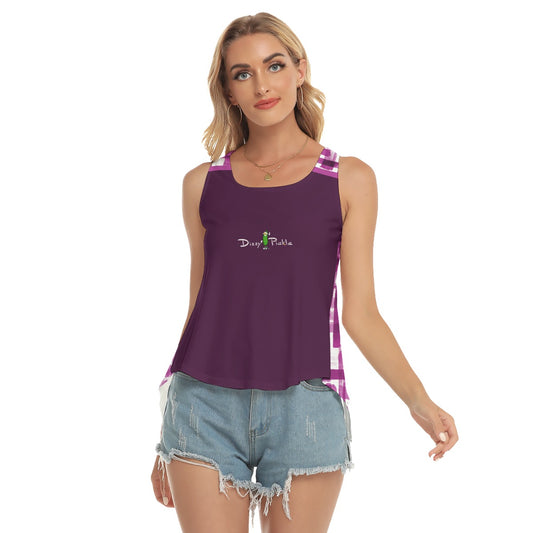 Dizzy Pickle Heidi MW Wine/Weave Women's Pickleball Open-Backed Tank Top