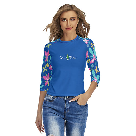 Donna - Blue - Women's Pickleball Raglan Sleeves T-Shirt by Dizzy Pickle