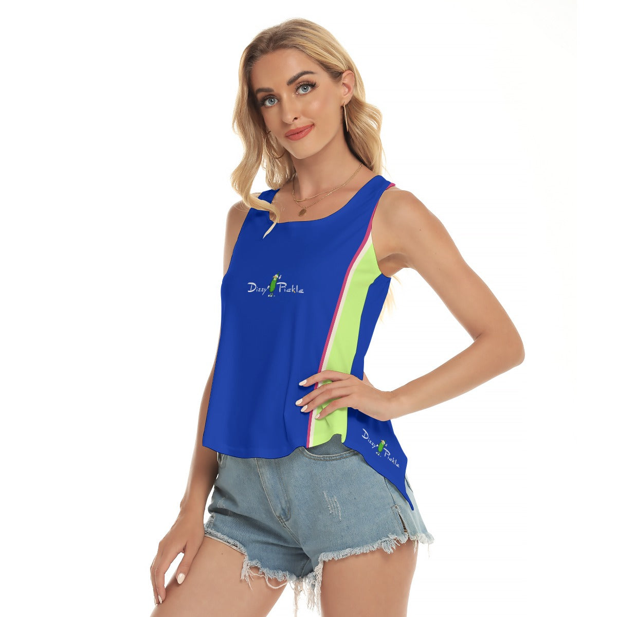 Dizzy Pickle April Royal Blue Women's Pickleball Open-Backed Sleeveless Tank Top