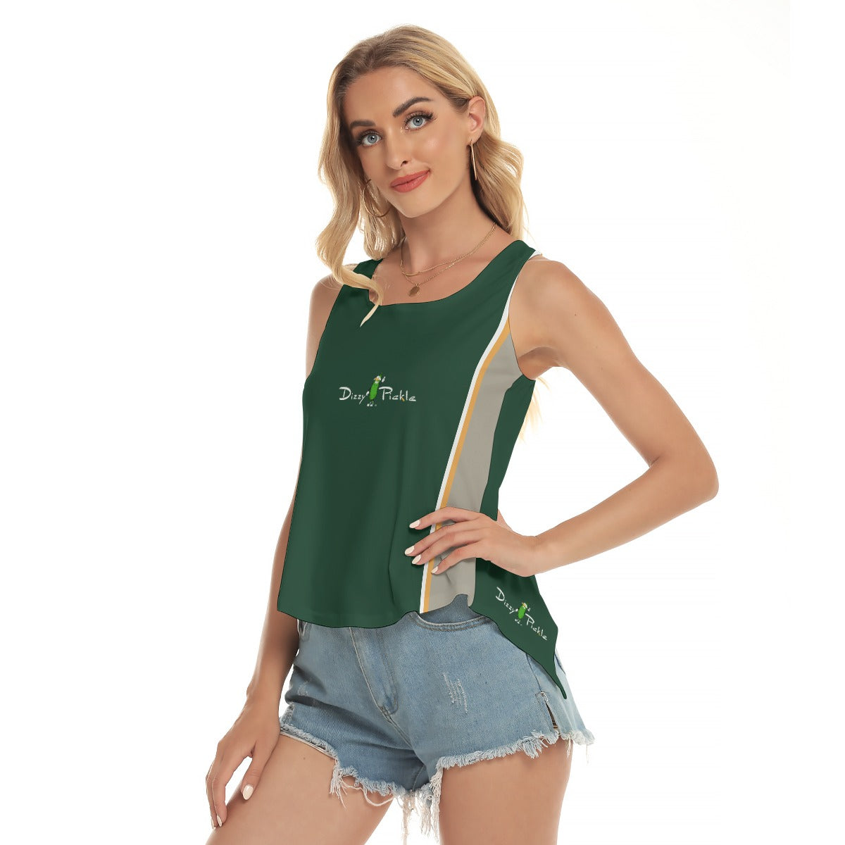 Dizzy Pickle April Emerald Green Women's Pickleball Open-Backed Sleeveless Tank Top