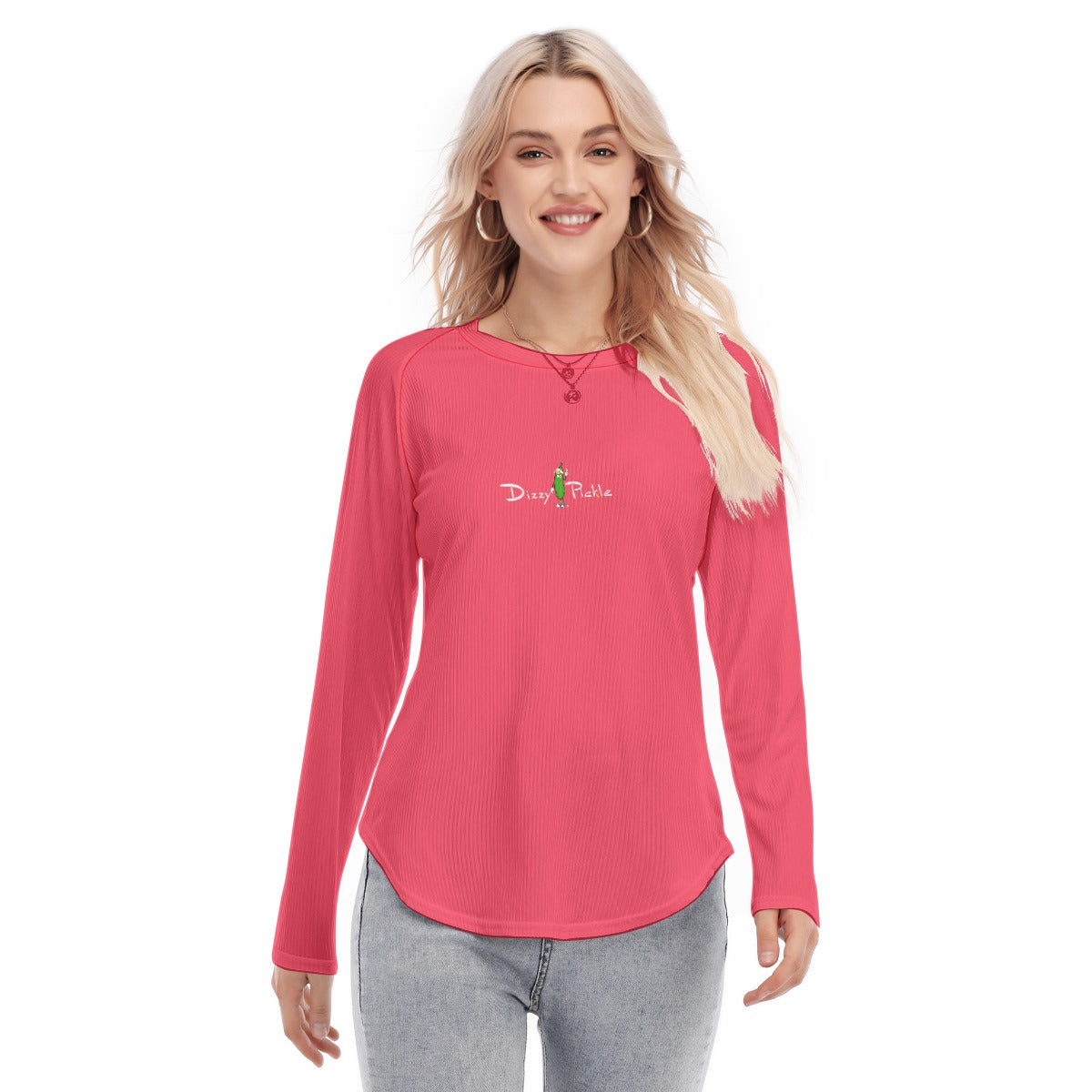 Dizzy Pickle DZY P Classic Dark Rose Women's Long Sleeve U-Shape Hem T-Shirt