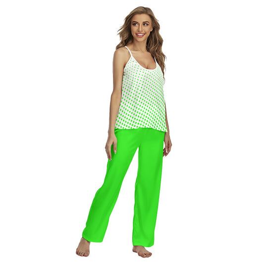 Kim - Green - Polka Dots - Pickleball Cami Pajamas Set by Dizzy Pickle