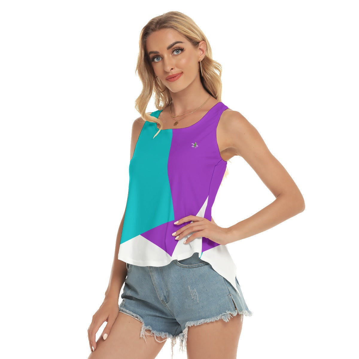 It's Swell - Color Block Pickleball Tank Top by Dizzy Pickle - Purple/Teal