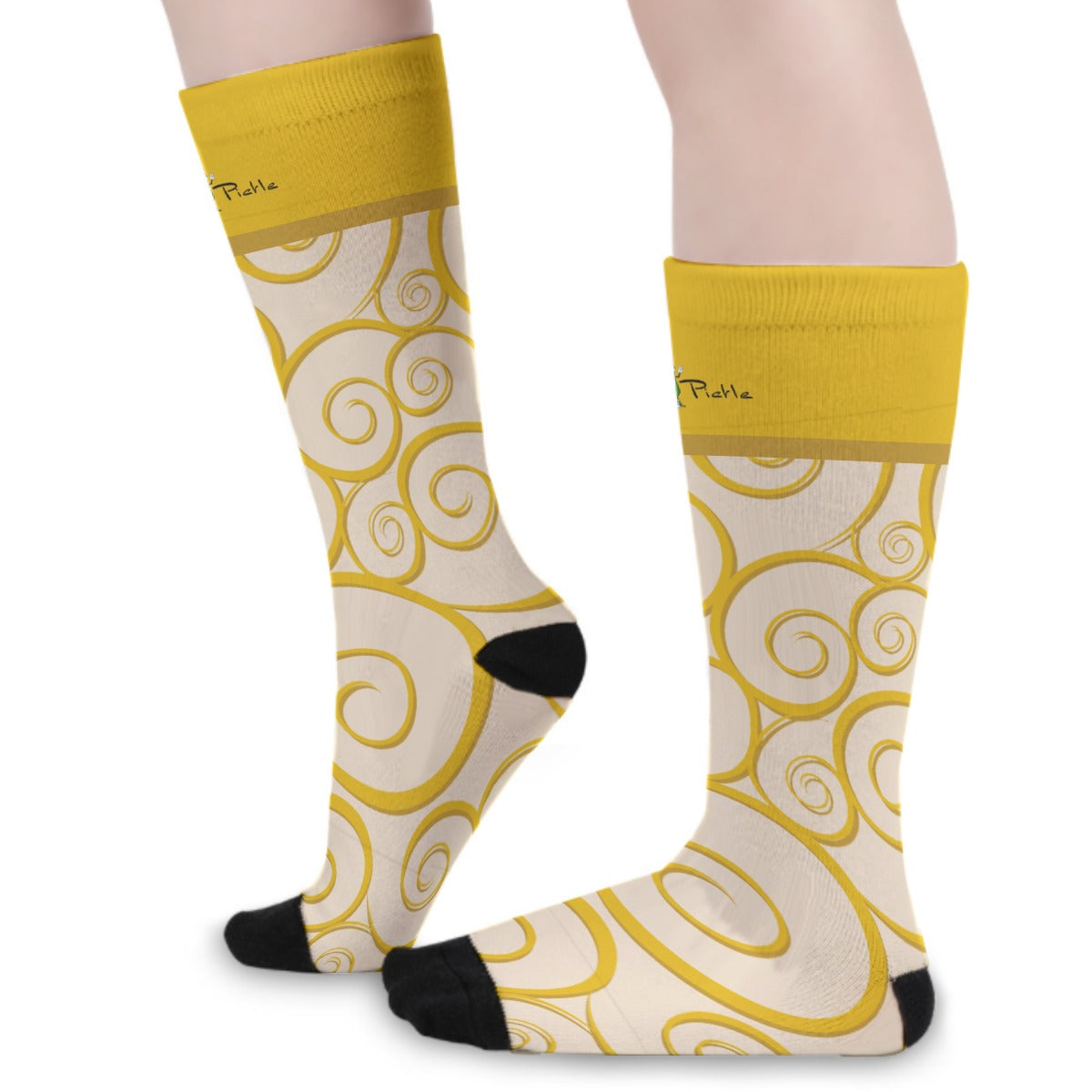 Dizzy Pickle Beth Gold Swirls Pickleball Long Socks