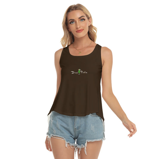 Dizzy Pickle DZY P Classic Women's Pickleball Open-Backed Sleeveless Tank Top Dark Brown