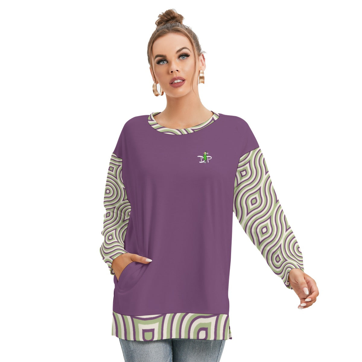 Dizzy Pickle Heather Wiggles Women's Pickleball Side Split O-Neck Sweatshirt