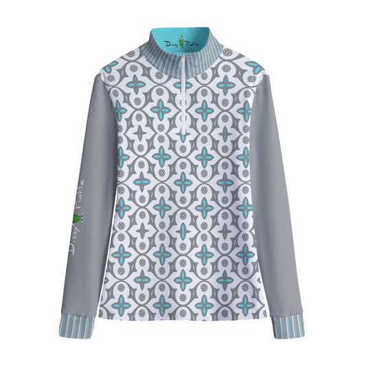 Shelby -  White - Women's Quarter Zip Long Sleeve Casual Pullover by Dizzy Pickle