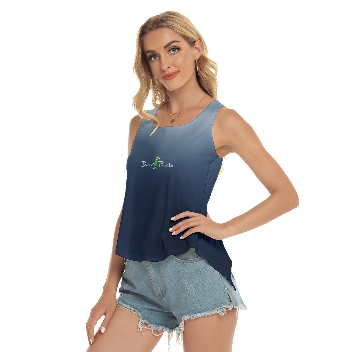 Heidi - BW - Cloud - Pickleball Open-Backed Tank Top by Dizzy Pickle