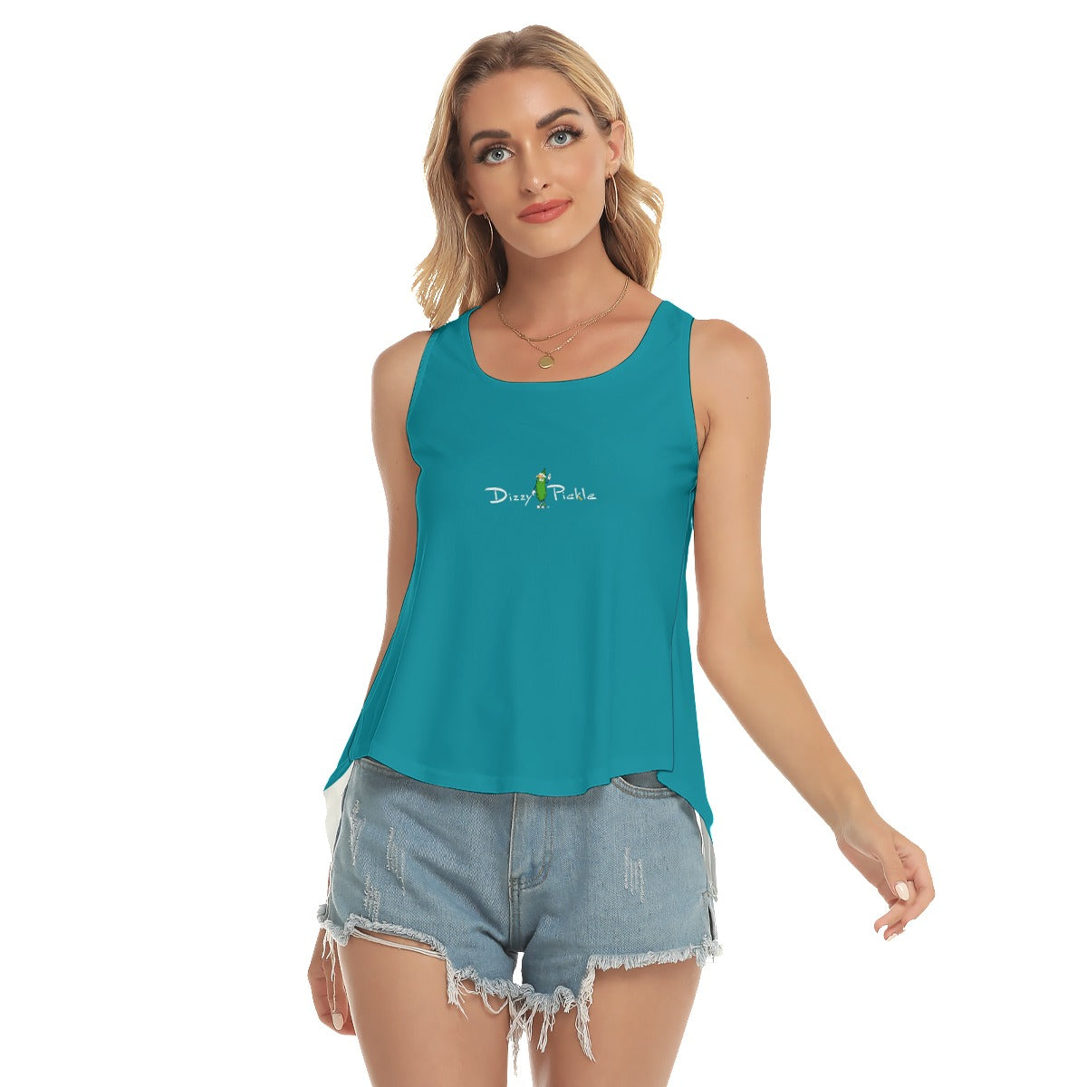 Dizzy Pickle DZY P Classic Women's Pickleball Open-Backed Sleeveless Tank Top Dark Teal