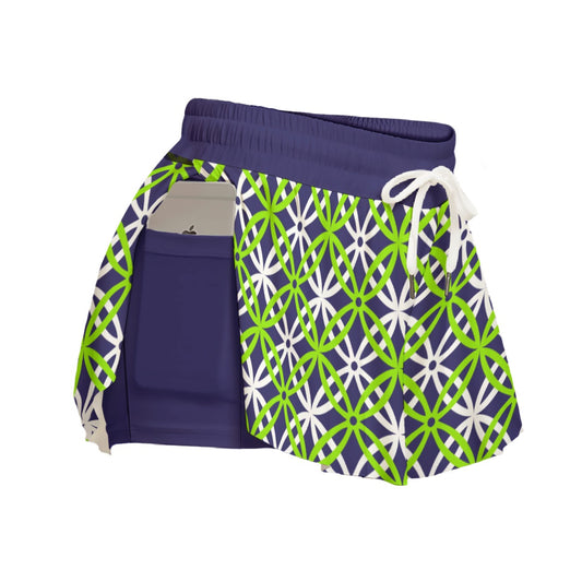 Dizzy Pickle Beautiful Pickleball Women's Sport Culottes Skorts with Inner Shorts and Pockets Green Eggplant