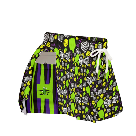 Dizzy Pickle Dinking Diva Hearts BG Pickleball Women's Sport Culottes Skorts with Inner Shorts and Pockets