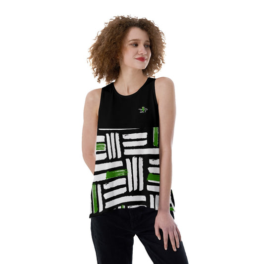 Dizzy Pickle Kati - Weave - Black - Women's Pickleball Back Split Tank Top