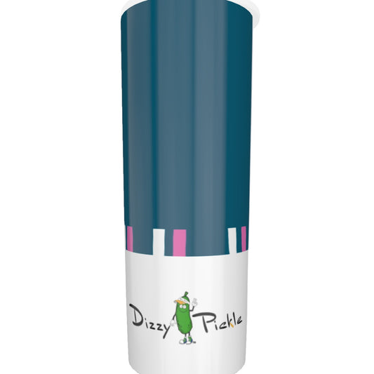 Dizzy Pickle Love at First Serve Teal/Pink Skinny Tumbler Stainless Steel with Lids 20oz