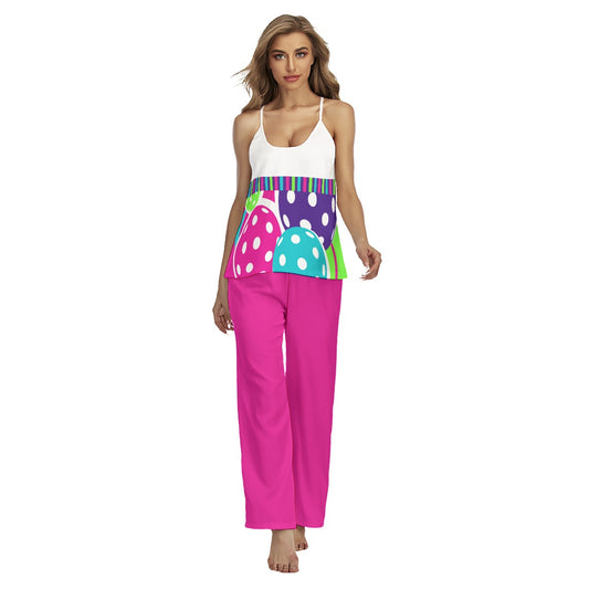 Dizzy Pickle Diana Women's Pickleball Sleeveless Cami Pajamas Set Hot Pink