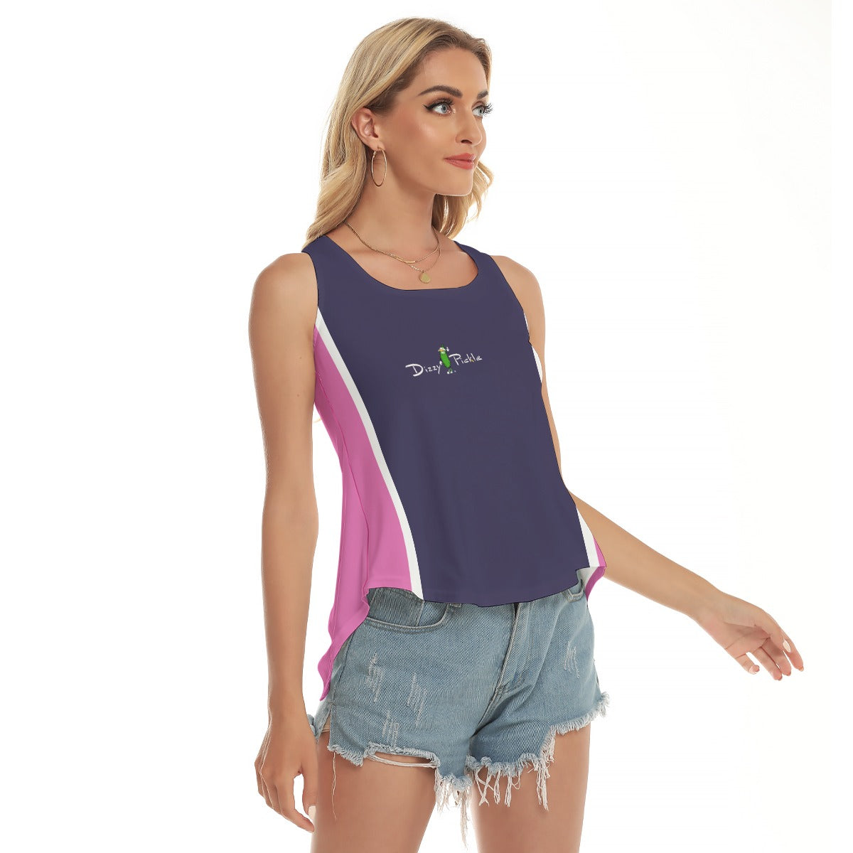 Dizzy Pickle Coming Up Daisies PP Solid Plum Women's Pickleball Open-Backed Sleeveless Tank Top