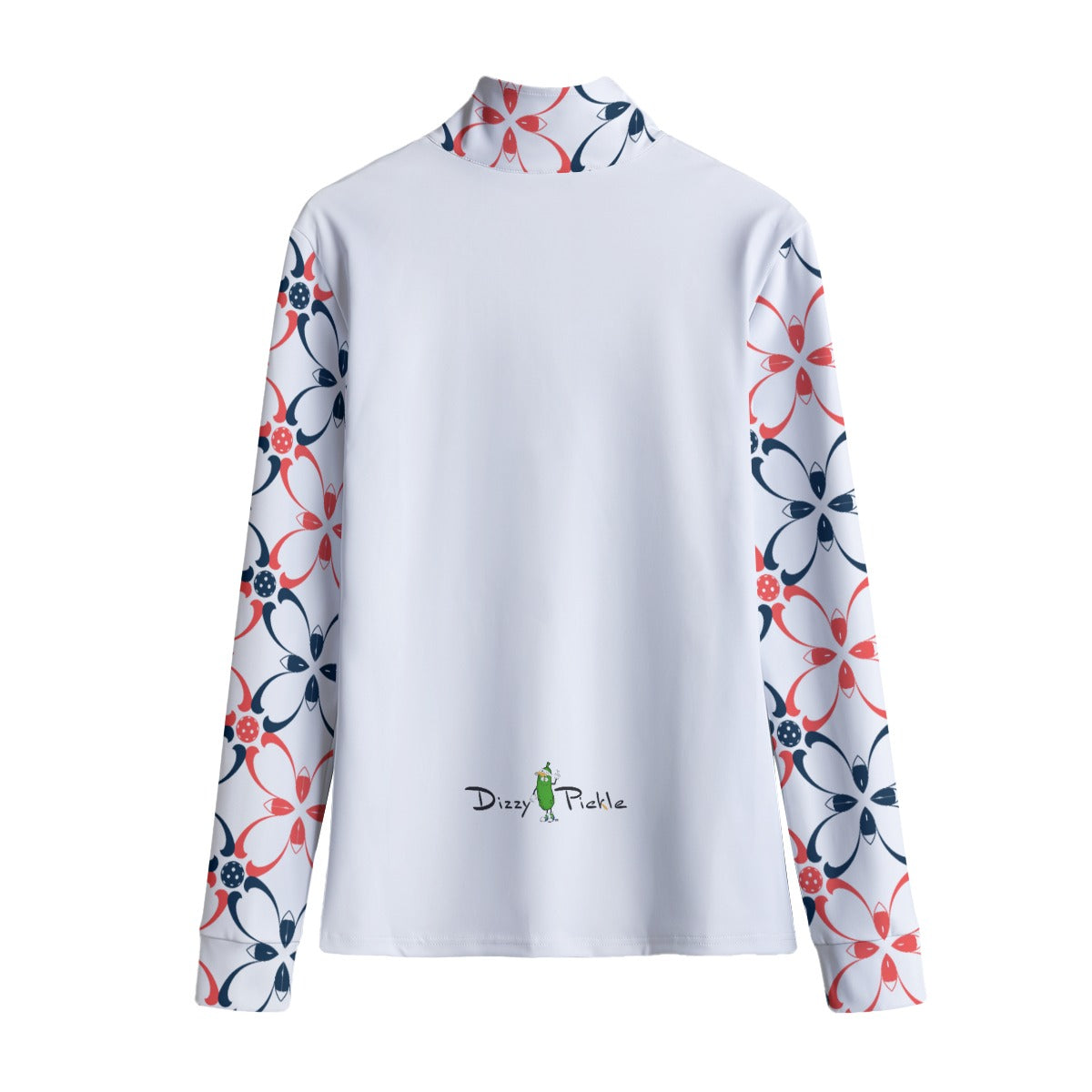 Dizzy Pickle Van White Petals Women's Pickleball Stand Up Quarter Zip Collar Jacket