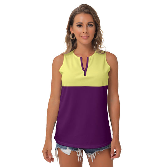 Dizzy Pickle Charlotte Solid Yellow Plum Women's Pickleball Sleeveless V-Neck Top