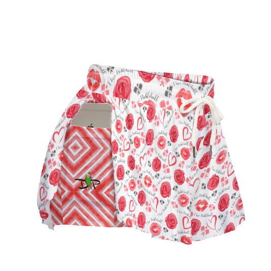 Dizzy Pickle Hearts and Roses Main Women's Sport Culottes Skorts with Inner Shorts and Pockets