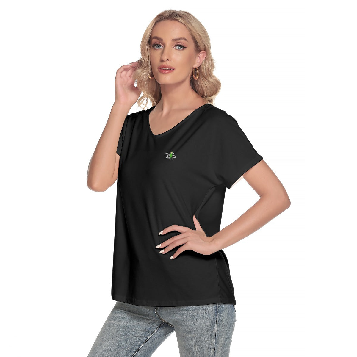 Kati - Women's Deep V-neck Short Sleeve T-shirt by Dizzy Pickle