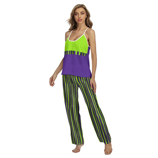 Dizzy Pickle Dinking Diva BG Stripes Women's Pickleball Sleeveless Cami Pajamas Set