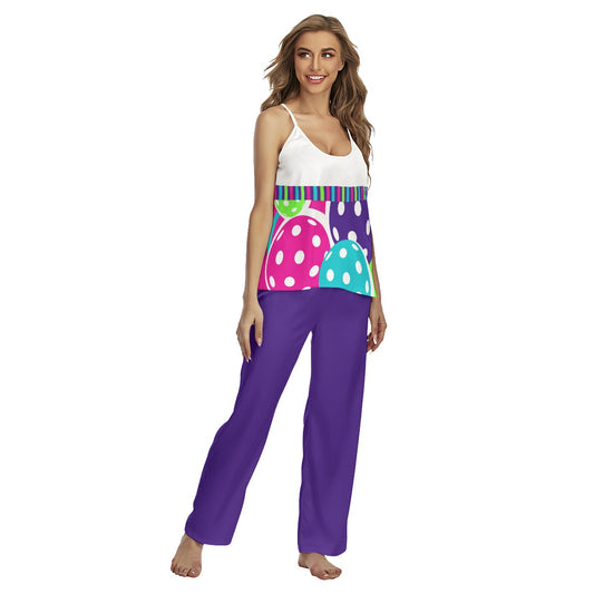 Dizzy Pickle Diana Women's Pickleball Sleeveless Cami Pajamas Set Deep Purple