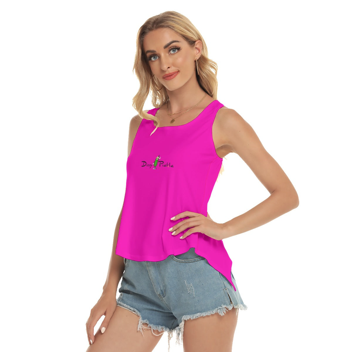 Dizzy Pickle Charlotte Solid Women's Pickleball Open-Backed Sleeveless Tank Top Pink