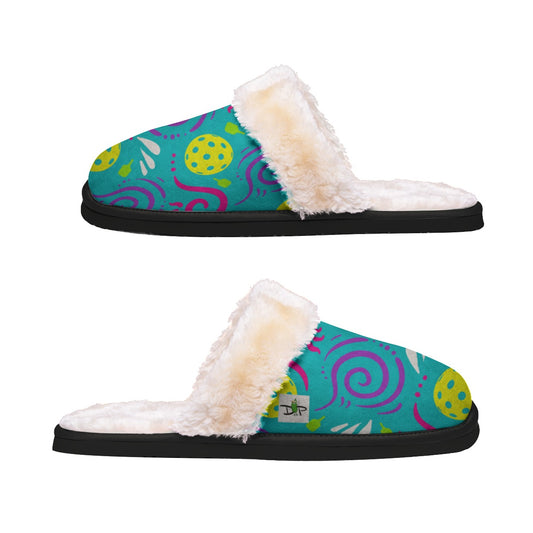 It's Swell - Blue - Women's Pickleball Plush Slippers by Dizzy Pickle