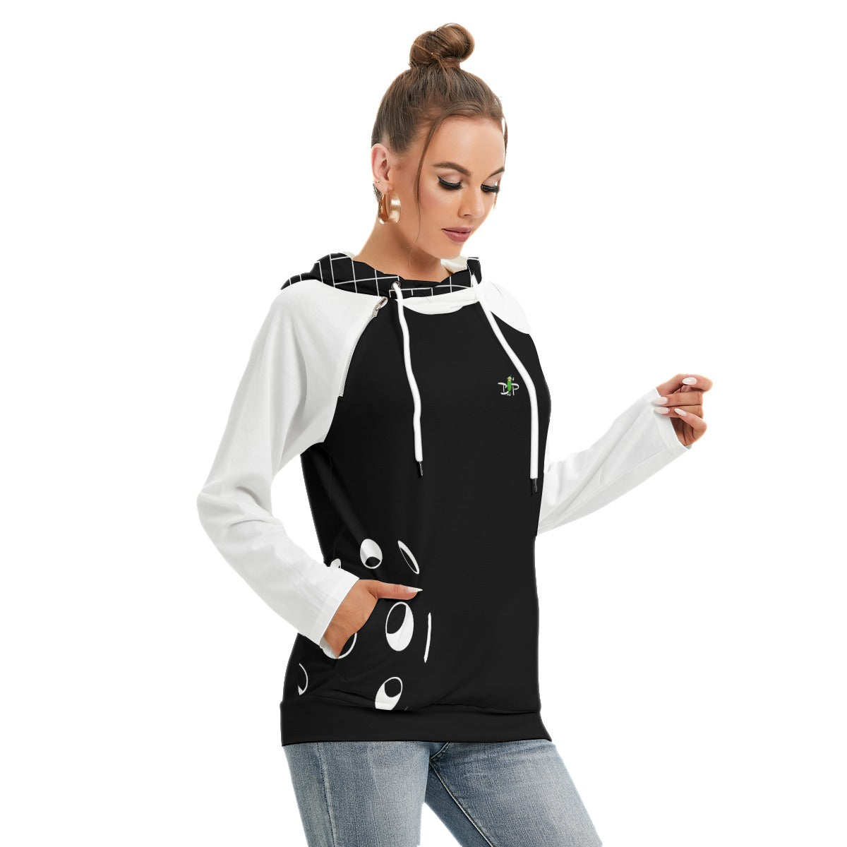 Lisa - Black/White - Ball - Double Hat Hoodie by Dizzy Pickle