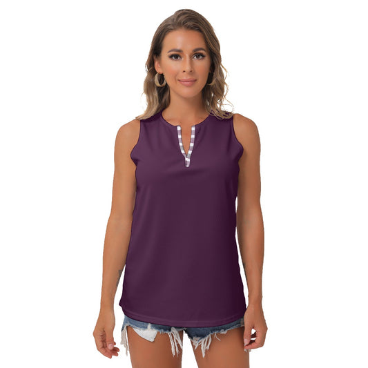 Heidi -MW - Plum - Women's Pickleball Sleeveless V-Neck Top by Dizzy Pickle