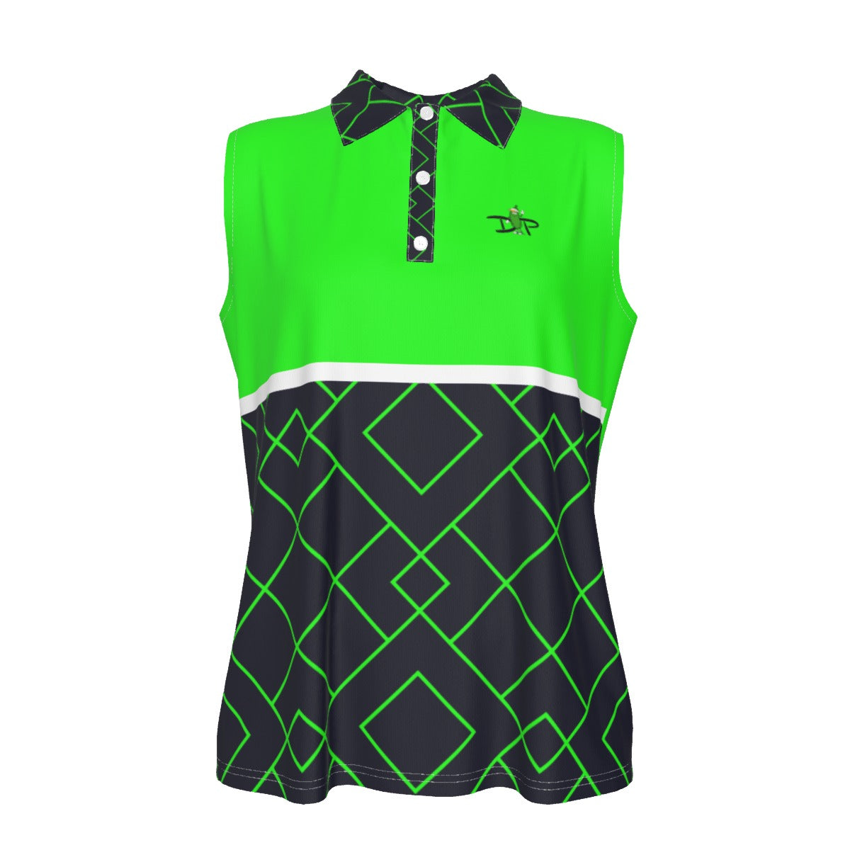 Lisa - Green - A1 - Sleeveless Polo Shirt by Dizzy Pickle