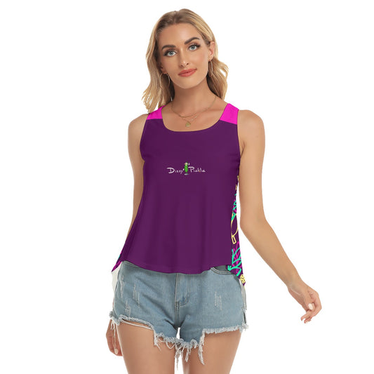 Dizzy Pickle Charlotte Leaves Women's Pickleball Open-Backed Sleeveless Tank Top Plum