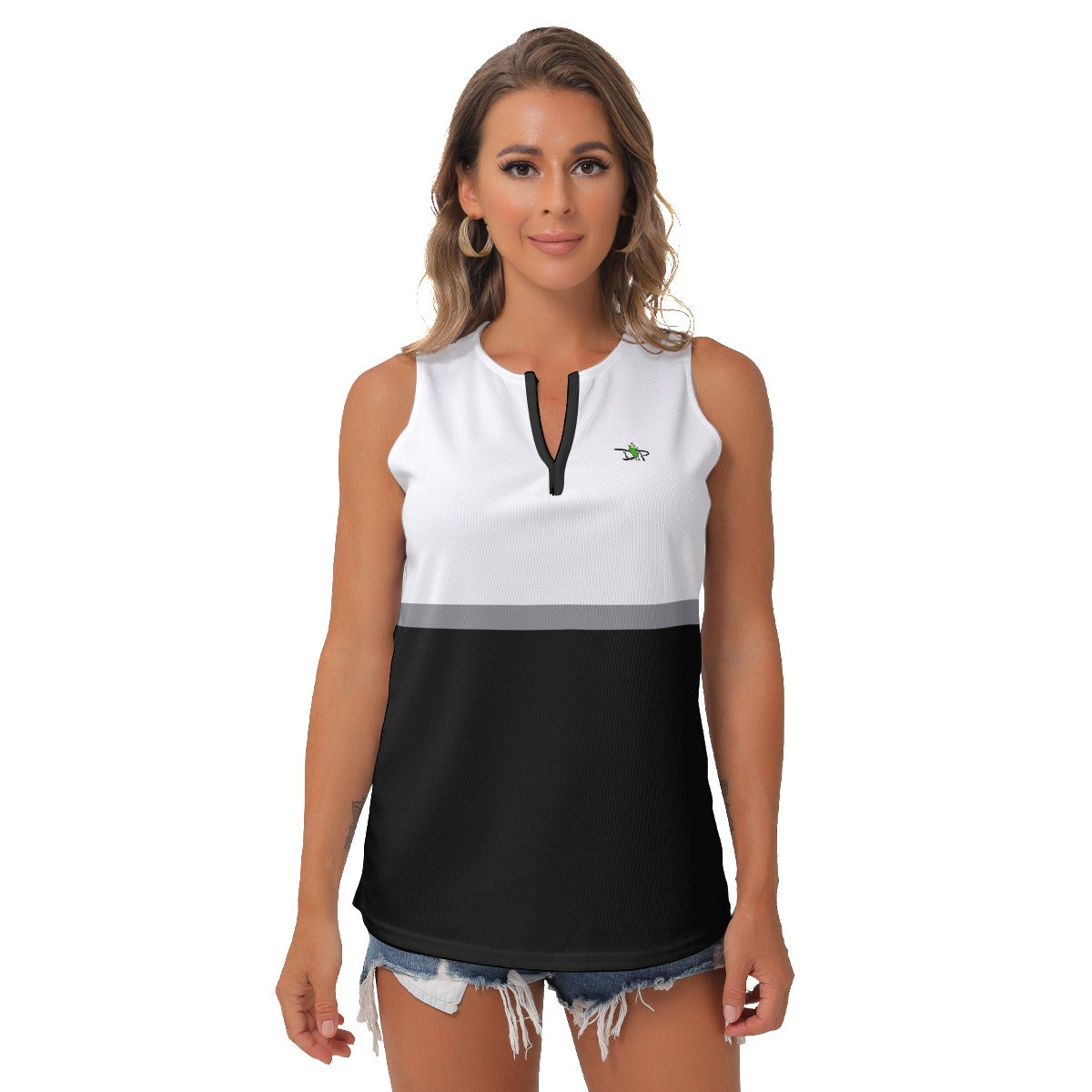 Dizzy Pickle Lesia Striped BGW Women's Pickleball Sleeveless V-Neck Shirt