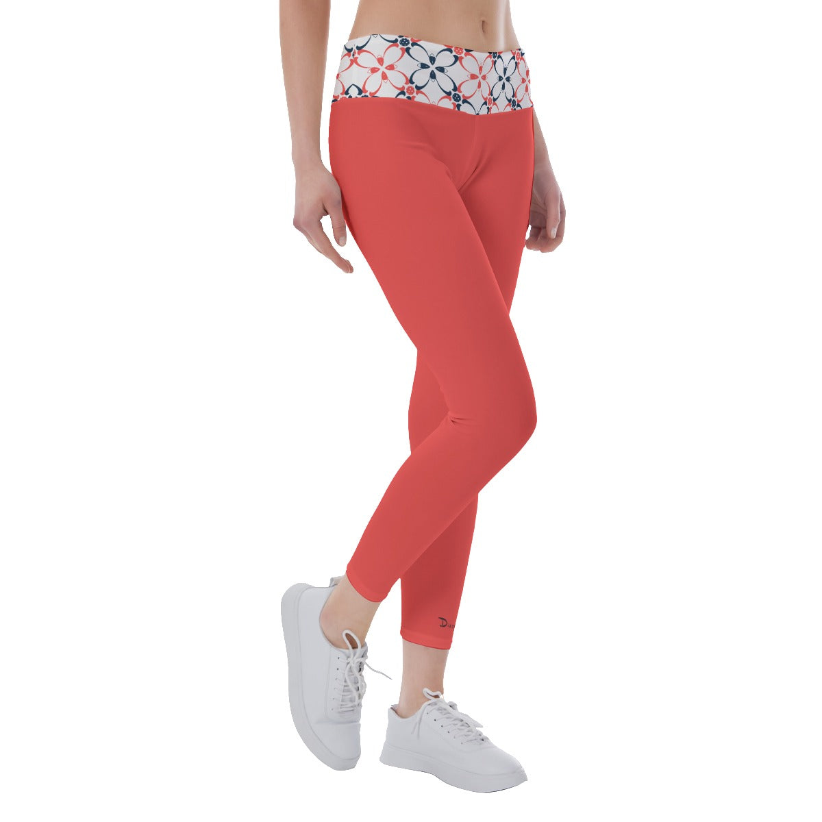 Van - Coral/White Petals - Women's Pickleball Leggings by Dizzy Pickle