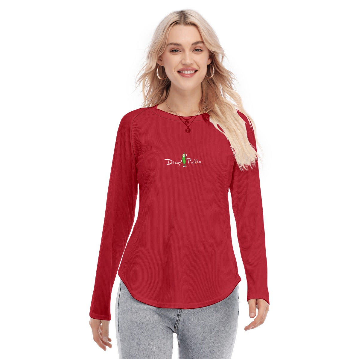 Dizzy Pickle DZY P Classic Red Women's Long Sleeve U-Shape Hem T-Shirt