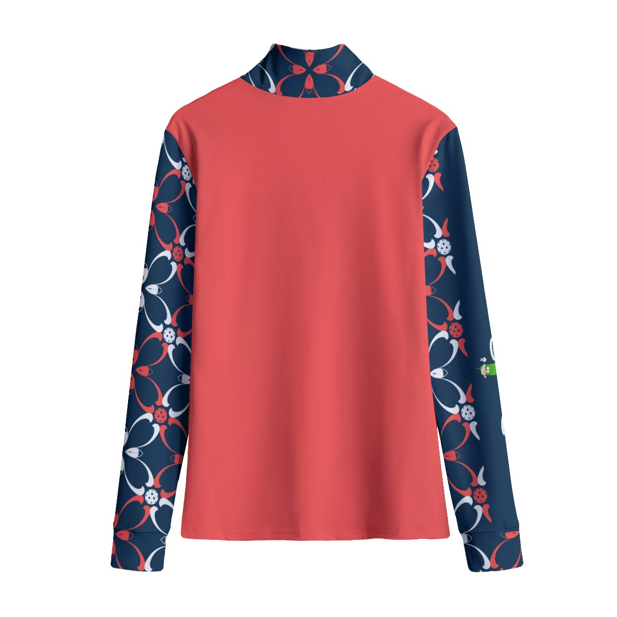 Van - Coral/Petals - Women's Quarter Zip Long Sleeve Casual Pullover by Dizzy Pickle