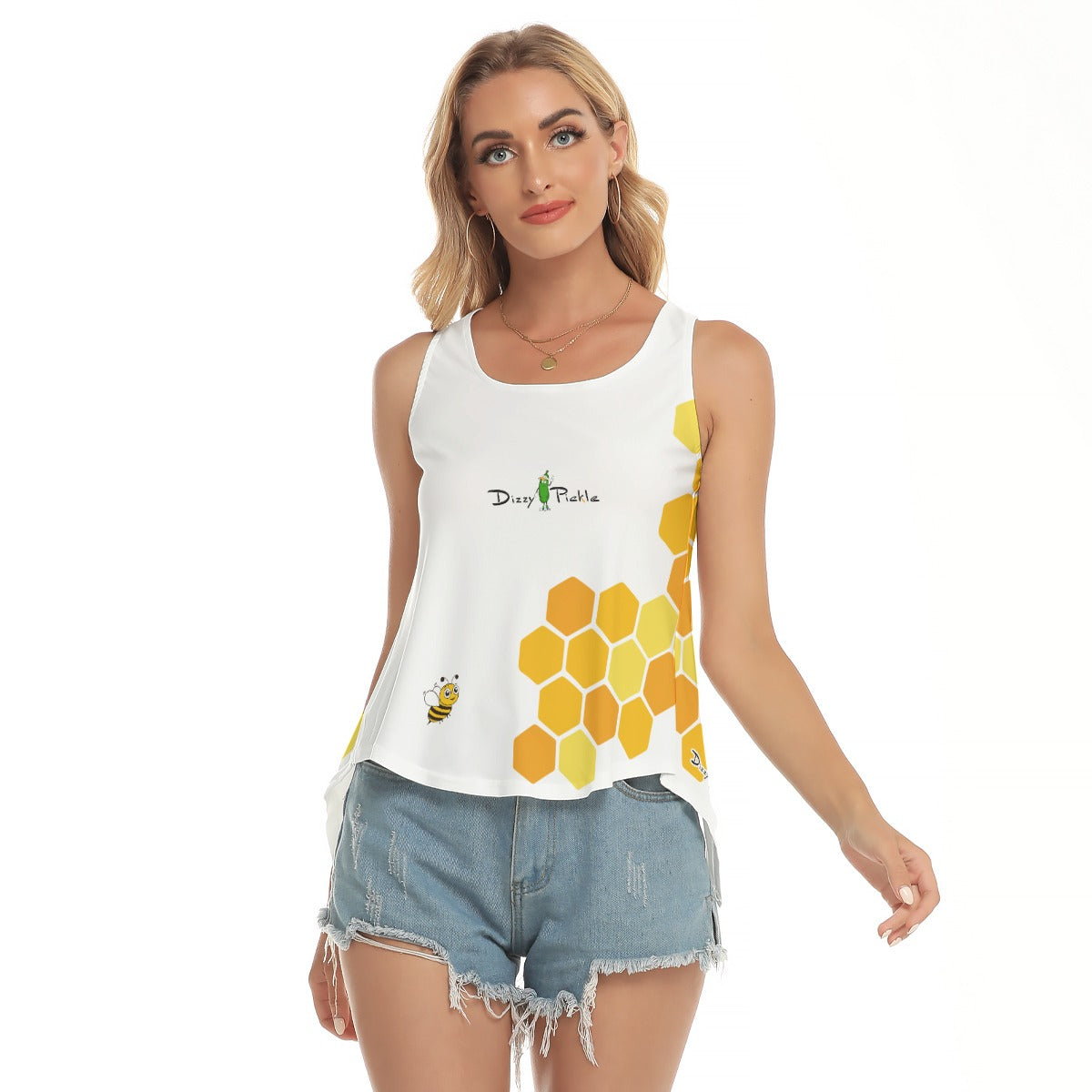 Dizzy Pickle Sandy Honey Comb Women's Pickleball Open-Backed Sleeveless Tank Top