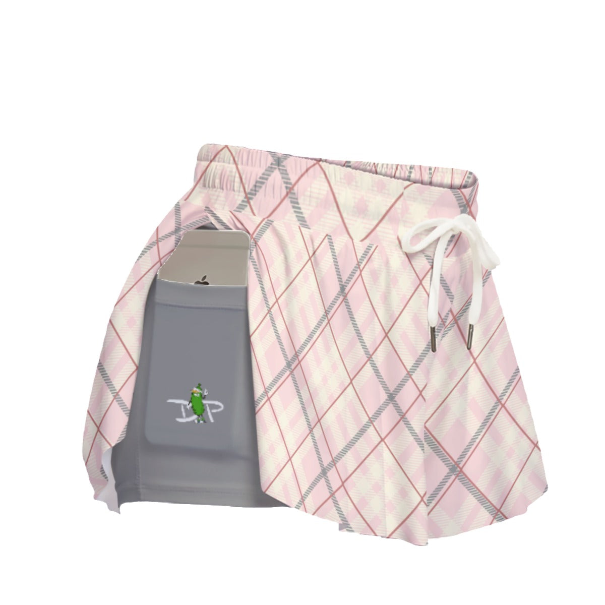 Vickie - Plaid - Pink/Gray - Pickleball Women's Sport Culottes with Pockets by Dizzy Pickle