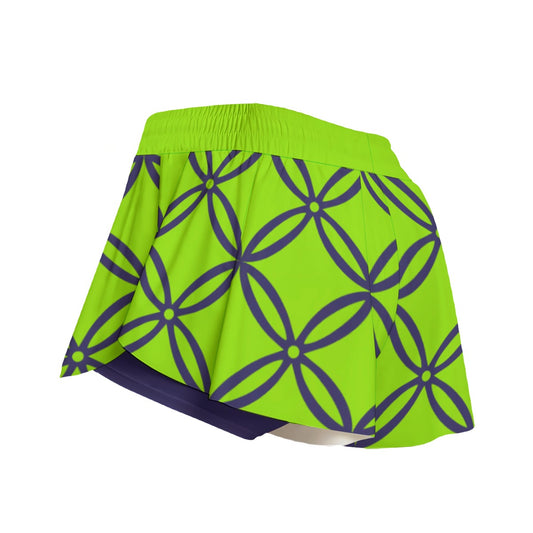 Dizzy Pickle Beautiful Pickleball Women's Sport Culottes Skorts with Inner Shorts and Pockets Green