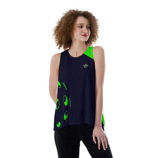 Dizzy Pickle Lisa - Navy Blue - Ball - Women's Pickleball Back Split Tank Top