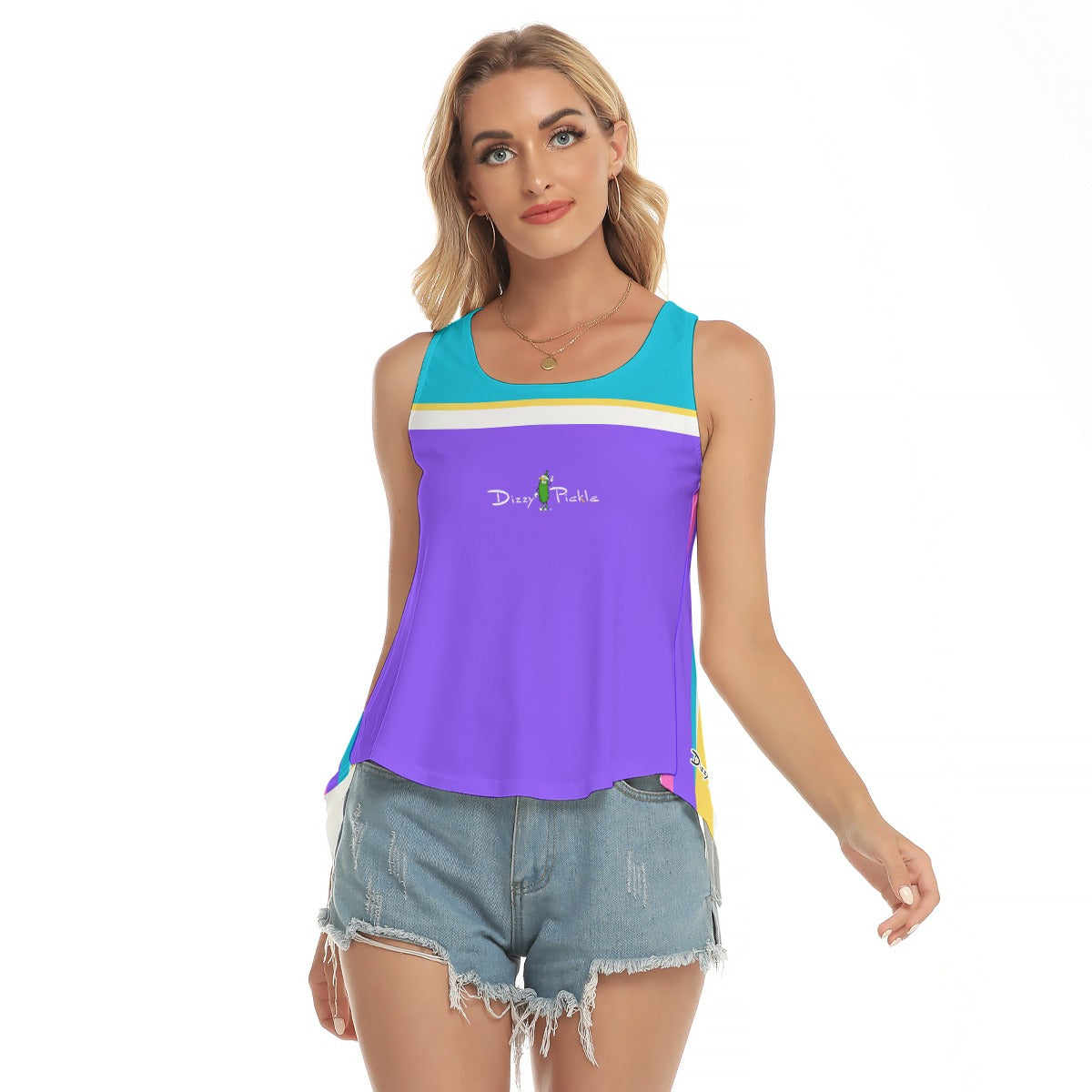 Dizzy Pickle Theresa Purple Women's Pickleball Open-Backed Sleeveless Tank Top