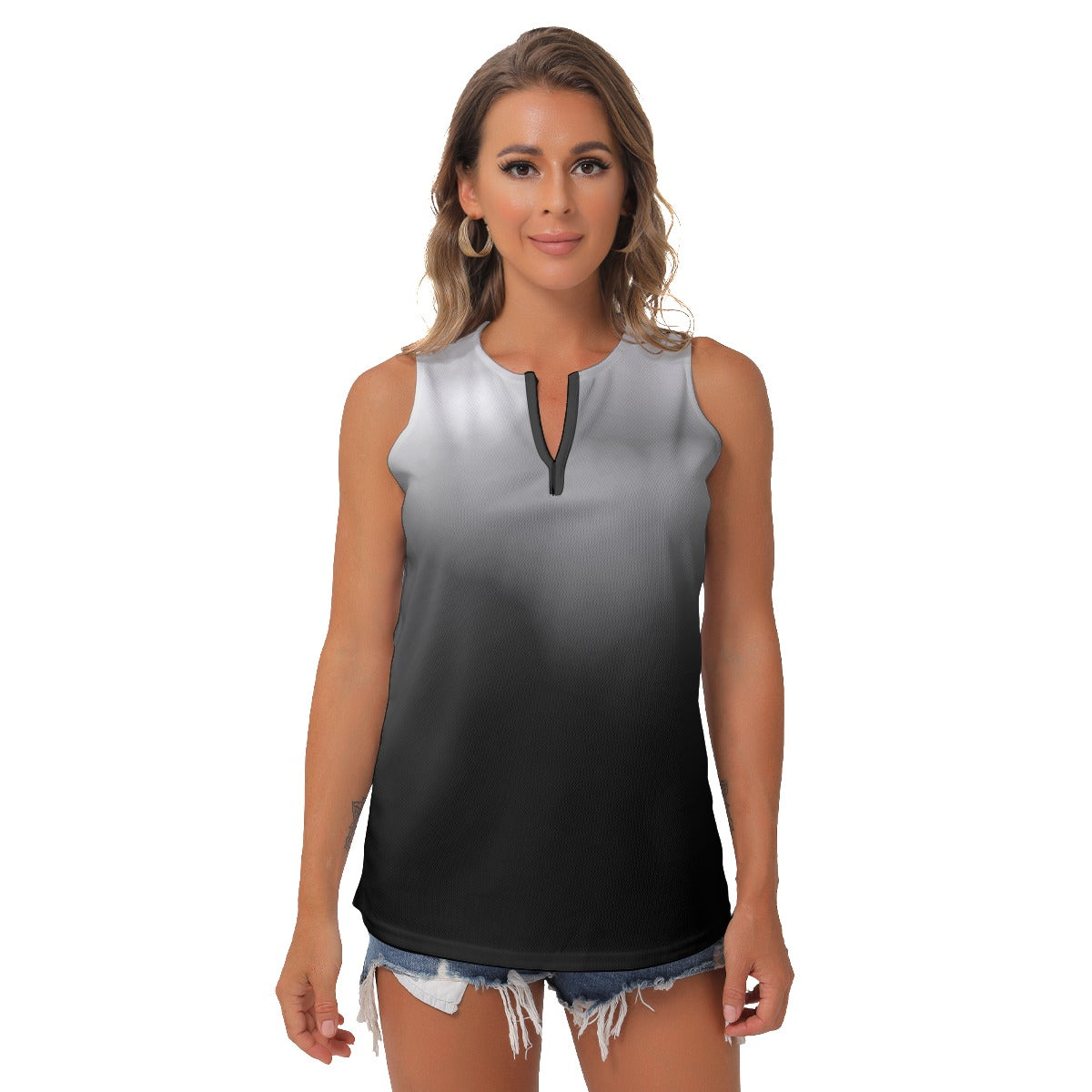 Heidi - BKW - Cloud - Women's Pickleball Sleeveless V-Neck Top by Dizzy Pickle