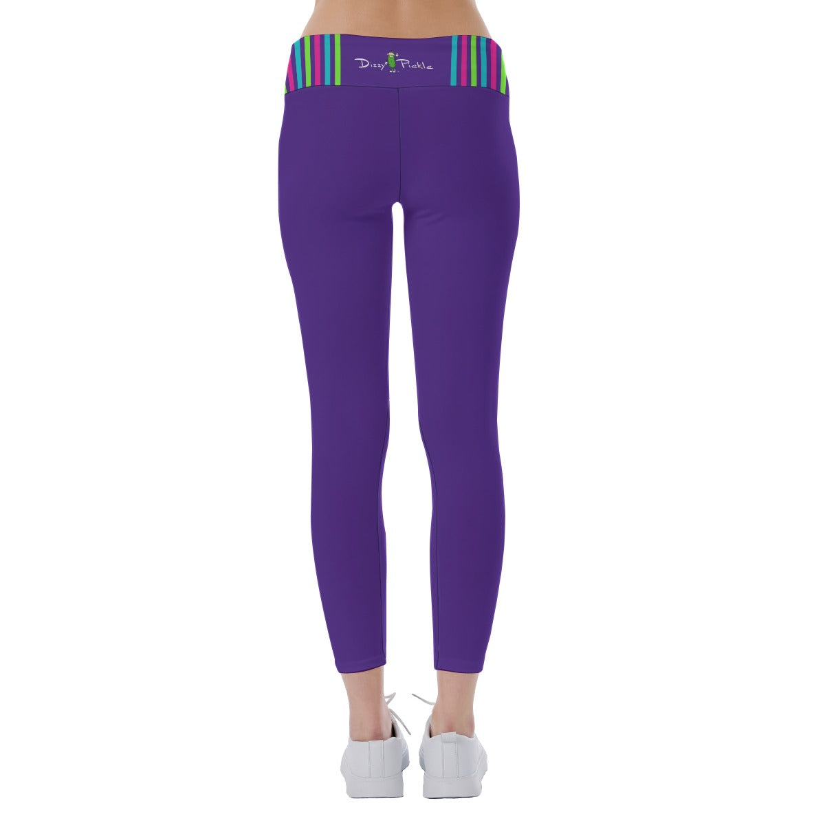 Dizzy Pickle Diana Deep Purple Stripes Women's Pickleball Leggings Mid-Fit