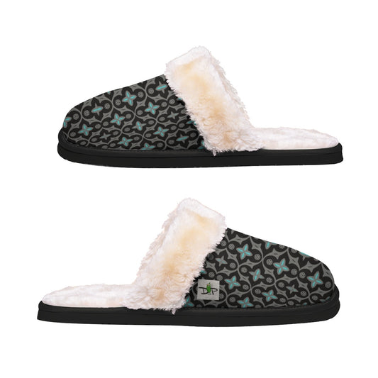 Shelby - Black - Women's Pickleball Plush Slippers by Dizzy Pickle