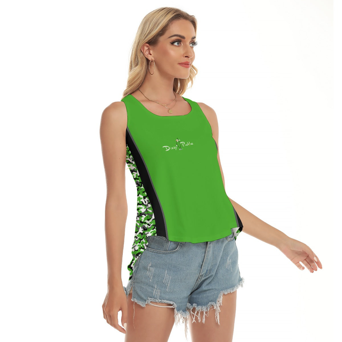 Dizzy Pickle Jan Green Women's Pickleball Open-Backed Sleeveless Tank Top