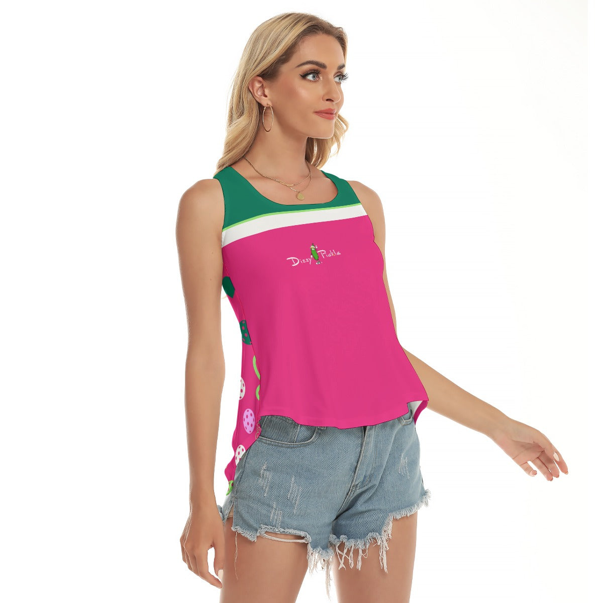 Dizzy Pickle Penny PG Hot Pink Main Women's Pickleball Open-Backed Sleeveless Tank Top