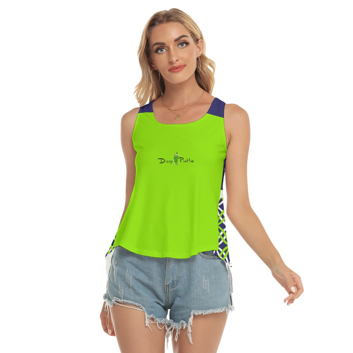 Dizzy Pickle Beautiful Women's Pickleball Open-Backed Sleeveless Tank Top Green