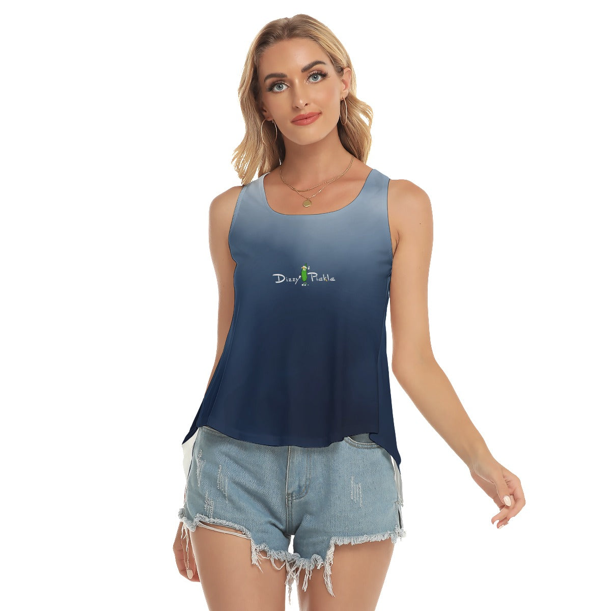 Heidi - BW - Cloud - Pickleball Open-Backed Tank Top by Dizzy Pickle