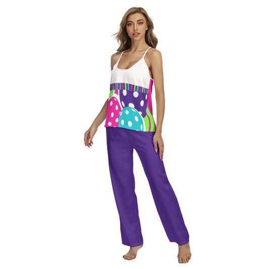 Dizzy Pickle Diana Women's Pickleball Sleeveless Cami Pajamas Set Deep Purple