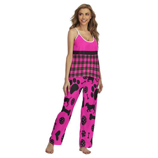 Millie - Fuchsia/Plaid - Pickleball Cami Pajamas Set by Dizzy Pickle